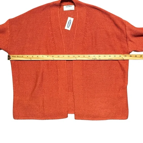 Old‎ Navy Chunky Knit Sweater Open Front Cardigan Orange Womens Medium Slouchy - Picture 4 of 10